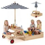 Costway 2-in-1 Wooden Sandbox with Foldable Umbrella for $105.99
