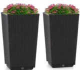 Costway 2-Piece 22.5″ Outdoor Wicker Flower Pot Set for $60