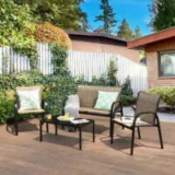 Costway 4-Piece Patio Furniture Set with Sofa and Coffee Table for $139.99