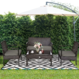 Costway 4-Piece Brown Patio Rattan Wicker Furniture Set for $139.99