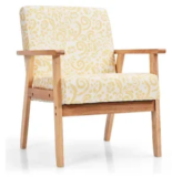 Costway Mid-Century Upholstered Accent Arm Chair (Yellow Floral) – $39