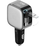 Cuktech 85W 3-Port Car Charger with Retractable Cable – $17.99