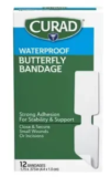 12-Pack Curad Butterfly Closure Waterproof Adhesive Bandages (1-3/4″ x 3/8″) – $1.76