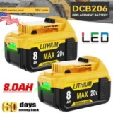 DeWalt DCB206-2 20V 8.0Ah Lithium Ion Battery 2-Pack for $31.89
