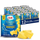12-Count Dole Tropical Gold Canned Pineapple Chunks in 100% Juice for $17
