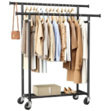 Double Rods Rolling Clothing Rack for $23.99 – Free Shipping
