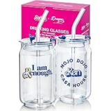 Barbie The Movie 16oz Glass Cups with Lids & Straws – 2 Count for $9.95