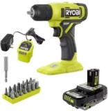 Ryobi ONE+ 18V Cordless Drill/Driver Kit with Battery & Bit Set for $39.88