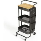 DTK 3-Tier Metal Utility Rolling Cart with Table Top and Side Bags for $29.75