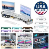 Elegant Dual Monitor Stand Riser with Drawer & Pen Holders for $77.99