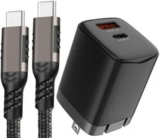Dual Port USB 20W Travel Wall Charger with Short Type-C Cable – $19.95