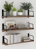 EALLRINEC Rustic Wooden Floating Shelves 3-Pack for $18.68