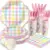 Easter Checkered Plates and Napkins Party Supplies – 175 Pieces for $8.91