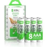 EBL 1100mAh 1.2V Ni-MH AAA Rechargeable Batteries (8-Pack) for $6.29
