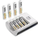 EBL 1100mAh Smart Battery Charger with 8 Rechargeable Batteries for $13.99
