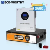 ECO-WORTHY 2560Wh 48V Lithium Battery with 5kW Solar Inverter for $679.99