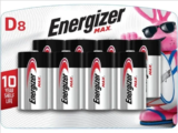 Energizer Max D 8-Pack Batteries for $4.99
