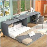 Euroco Murphy Bed with Rotatable Desk and Shelves (Queen) for $200