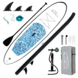 FEATH-R-LITE 10.5′ Inflatable Stand Up Paddle Board (Navy Blue/Black Ocean) $80