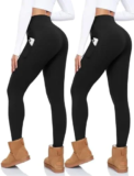 Women’s Fleece-Lined Leggings with Pockets – 2-Pack for $9.99