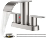 FORIOUS Brushed Nickel Bathroom Waterfall Sink Faucet for $34