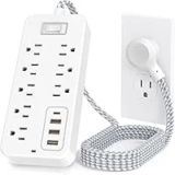 FUAUFAS Power Strip with 8 AC Outlets, 3 USB-A, 1 USB-C Port & Night Light – $9.99