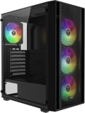 GAMDIAS ATX Mid Tower PC Case with Tempered Glass and 4 ARGB PWM Fans for $44.90