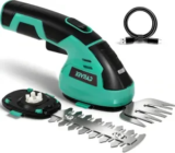 Garvee 2-in-1 Cordless Hedge Trimmer & Grass Shears, 7.2V, $20