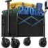 Giantex 52″ 4-Tier Foldable Rolling Cart with Lockable Wheels (Rustic Brown) – $40