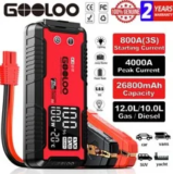 GOOLOO 4000A Car Jump Starter 100W Fast Charger – $104.99