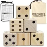 GoSports Giant Wooden Dice Set with Rollzee and Farkle Scoreboard for $15.45