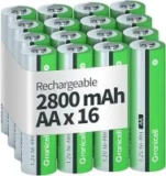 Granicell 2800mAh NiMH Rechargeable AA Batteries (16-Pack) for $10.45