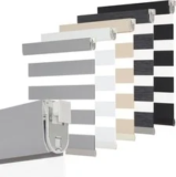 Gray METechs No-Drill Zebra Blinds – Dual Layer Light Filtering Cordless Shades for $40.08