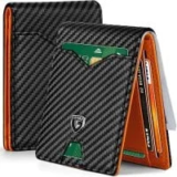 Gsoiax RFID Blocking Bifold Slim Wallet (Carbon Black & Orange) – $4.73