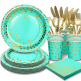 Gudvilla 168-Piece Black Paper Plates and Napkins for $9.77