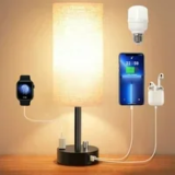 HadinEEon Bedside Table Lamp with USB C & A Fast Charging for $24.99