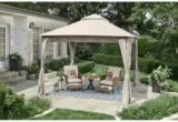 Hampton Bay Palantine 10.5 ft. x 10.5 ft. Tan Soft Top Gazebo for $178
