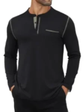 Hardaddy Color Contrast Men’s Henley Shirt (Black) – $5.49