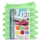 Hearth & Harbor 12-Pack 12″ x 12″ Microfiber Washcloths (Green) – $5.79