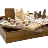 Hey! Play! 7-in-1 Classic Wooden Board Game Set – $23