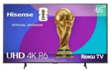 Hisense 65R6E4 65″ 4K UHD HDR Roku Smart TV for $295