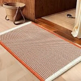 IM HOME Waffle Bath Mat in Orange & Cream – 32 x 20 inches for $7.64