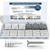 Ironkoi Self-Drilling Drywall Anchors and Screws Kit – 120 Pieces for $5.99