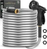 Itsonestep 50′ Stainless Steel Water Hose with 10-Function Nozzles for $17.99