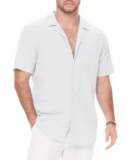 JEKAOYI Guayabera Linen Button Down Short Sleeve Shirt – $9.99