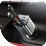 Joyroom 84W Retractable USB-C & Lightning Car Charger with Dual USB Ports for $10.19