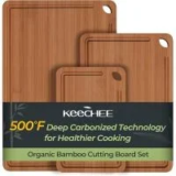 Keechee Bamboo Wood Reversible Cutting Board Set (3-Piece) for $14.49