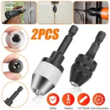 2-Pack Keyless Chuck Hex Shank Adapters – Quick Change Driver Bits – $8.95