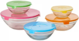 Kitchenworks 10-Piece Glass Bowl Set with Color Lids for $4.99