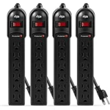 4-Pack KMC 6-Outlet Surge Protector Power Strips w/ 2ft Cord – $14.99 ($29.99 Original)
